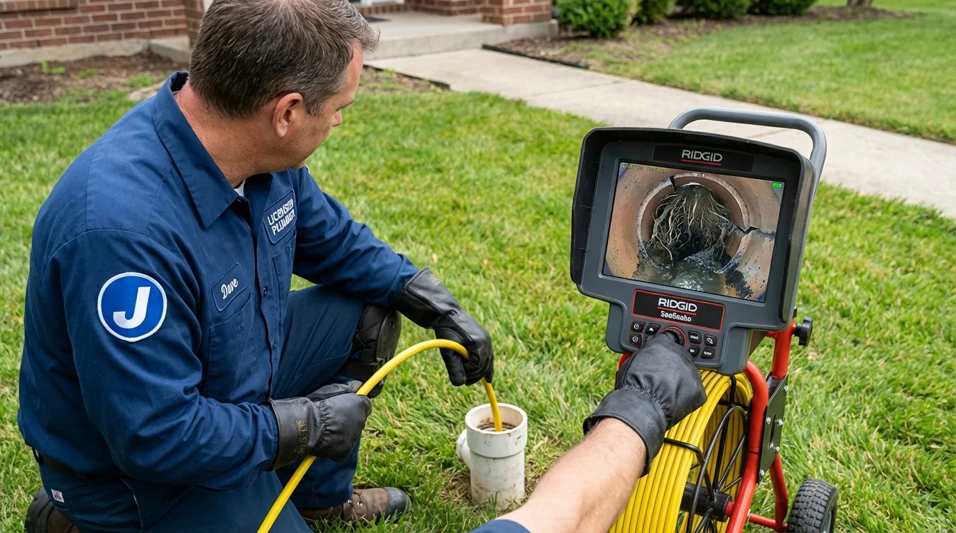 Sewer camera inspection being performed by Johns Plumbing LLC in Woodbridge